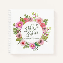 Herr & Mrs. Elegant Floral Wedding Notebook Notizbuch