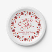 Herr & Mrs. Elegant Floral Wedding Paper Plate Pappteller (Vorderseite)