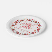Herr & Mrs. Elegant Floral Wedding Paper Plate Pappteller (Schrägansicht)