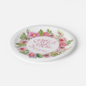 Herr & Mrs. Elegant Floral Wedding | Papierplatte Pappteller (Schrägansicht)