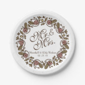Herr & Mrs. Elegant Floral Wedding | Papierplatte Pappteller (Vorderseite)