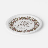 Herr & Mrs. Elegant Floral Wedding | Papierplatte Pappteller (Schrägansicht)