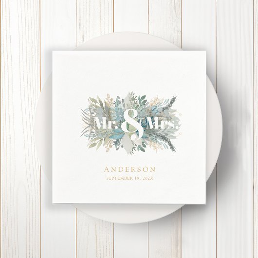"Herr & Mrs." elegante leafy napkin Serviette