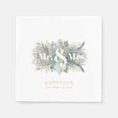 "Herr & Mrs." elegante leafy napkin Serviette (Vorderseite)