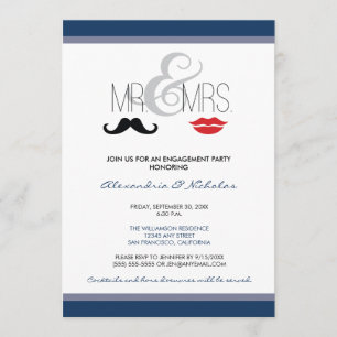 Herr & Mrs. Engagement Party Invitation (Marine) Einladung