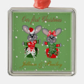 Herr & Mrs. First Christmas Mouse Ornaments Silbernes Ornament (Vorne)