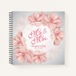 Herr & Mrs Floral Watercolor Wedding Gästebuch Notizblock