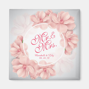 Herr & Mrs. Floral Watercolor Wedding Magnet
