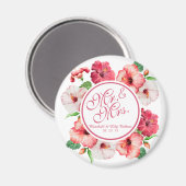 Herr & Mrs. Floral Watercolor Wedding | Magnet (Vorderseite/Rückseite)