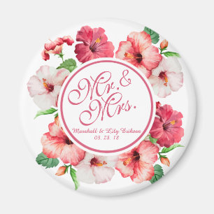 Herr & Mrs. Floral Watercolor Wedding Magnet