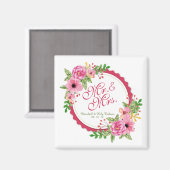 Herr & Mrs. Floral Watercolor Wedding | Magnet (Vorderseite/Rückseite)