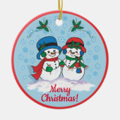 Herr & Mrs. Frosty The Snowman Keramik Ornament (Vorne)