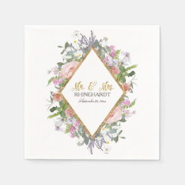 Herr & Mrs. Gold Imitate Glitzer Wildblume Floral  Serviette