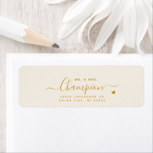 Herr & Mrs. Gold Script Wedding Rücksendeadresse