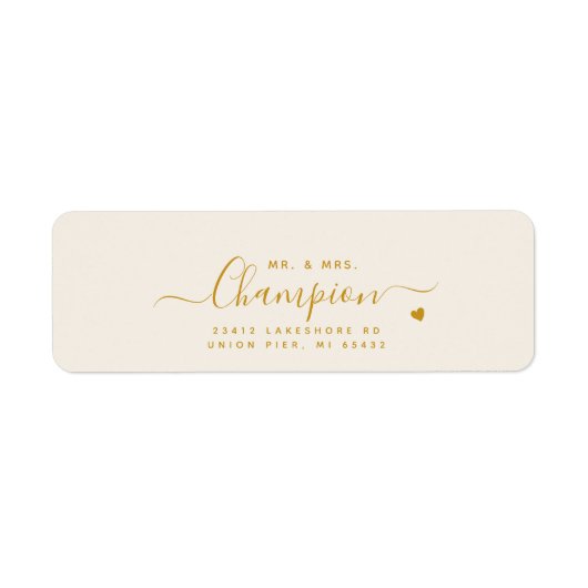 Herr & Mrs. Gold Script Wedding Rücksendeadresse (Vorne)