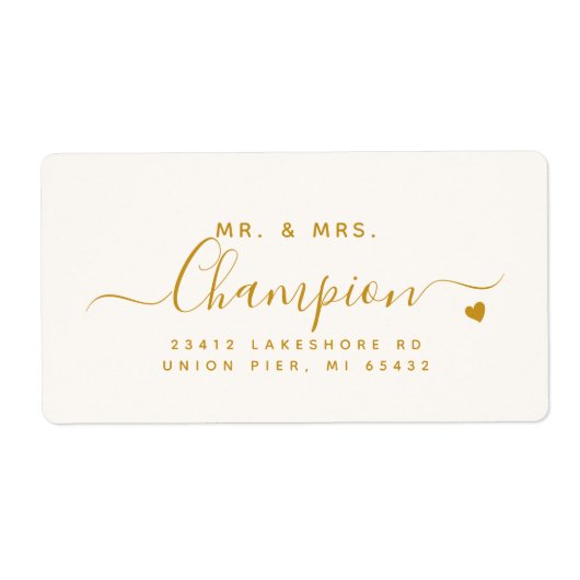Herr & Mrs. Gold Script Wedding Rücksendeadresse (Vorne)