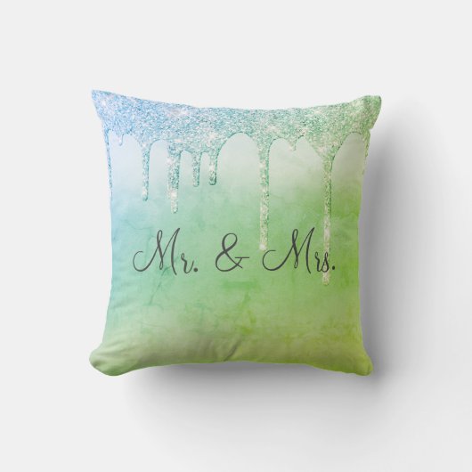 Herr & Mrs Green Glitzer Keepake Elegant Kissen (Vorderseite)