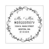 Herr & Mrs. Greenery Wreath Rücksendeadresse Gummistempel (Prägung)