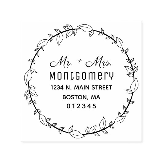Herr & Mrs. Greenery Wreath Rücksendeadresse Permastempel (Design)
