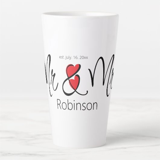 Herr & Mrs. Individuelle Name Elegant Modern Two-T Milchtasse (Vorderseite)