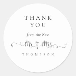 Herr Mrs. Key Symbol Script Wedding Vielen Dank Runder Aufkleber