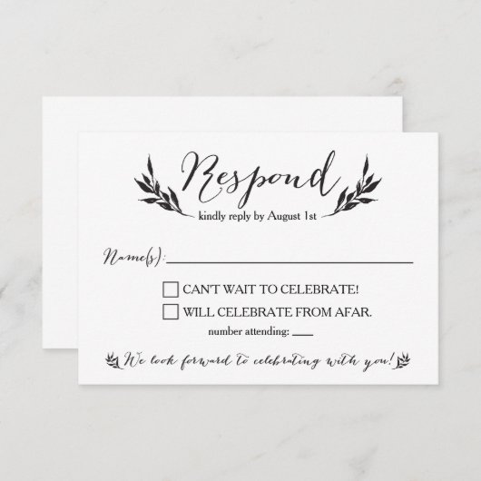 Herr & Mrs. Kraft Rustic Wedding RSVP card Einladung (Vorne/Hinten)