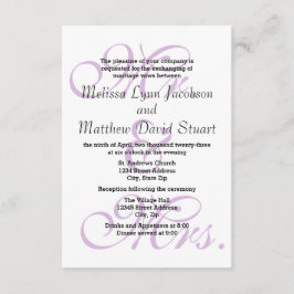 Herr & Mrs Lila - 3x5 Hochzeit & Empfang Einladung