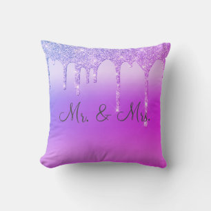 Herr & Mrs Lila Pink Glitzer Keepake Elegant Kissen