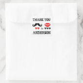 Herr & Mrs Lips & Mustache Gastgeschenk Hochzeit S Quadratischer Aufkleber (Tasche)