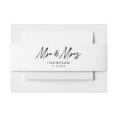 Herr & Mrs. Modern Schwarz-weiß Script Wedding Einladungsbanderole (Vorderseite Beispiel)