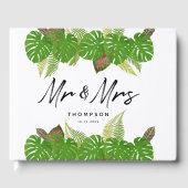 Herr & Mrs Modern Tropical Blätter Script Wedding Gästebuch (Vorderseite)
