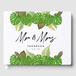 Herr & Mrs Modern Tropical Blätter Script Wedding Gästebuch
