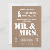 Herr & Mrs. Modern typography kraft paper wedding Einladung (Vorderseite)