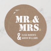 Herr & Mrs. Modern typography kraft paper wedding Einladung (Vorne/Hinten)