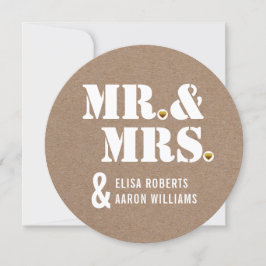 Herr & Mrs. Modern typography kraft paper wedding Einladung