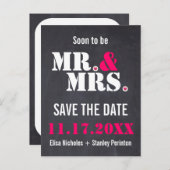 Herr & Mrs Modern typography wedding Save the Date Ankündigungspostkarte (Vorne/Hinten)