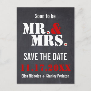 Herr & Mrs Modern typography wedding Save the Date Ankündigungspostkarte