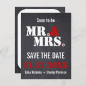 Herr & Mrs Modern typography wedding Save the Date Ankündigungspostkarte (Vorne/Hinten)