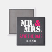 Herr & Mrs Modern typography wedding Save the Date Magnet (Vorderseite/Rückseite)