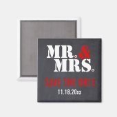 Herr & Mrs Modern typography wedding Save the Date Magnet (Vorderseite/Rückseite)