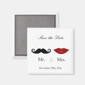 Herr & Mrs. Mustache and Lips - Save the Date Magnet (Vorderseite/Rückseite)
