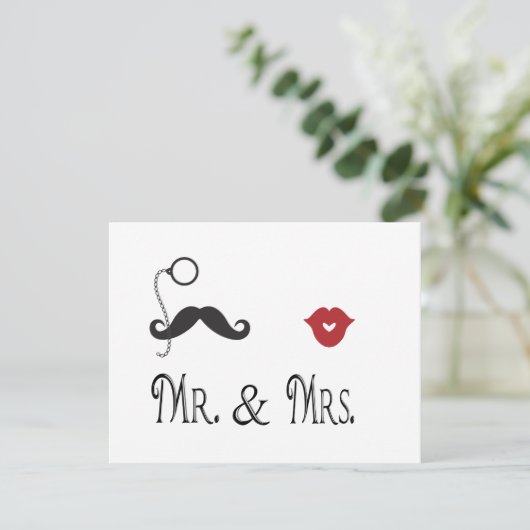Herr & Mrs. Mustache & Lips Einladungen für Hochze (Stehend Vorderseite)