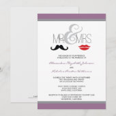 Herr & Mrs Mustache & Lipstick Wedding Einladung (Vorne/Hinten)