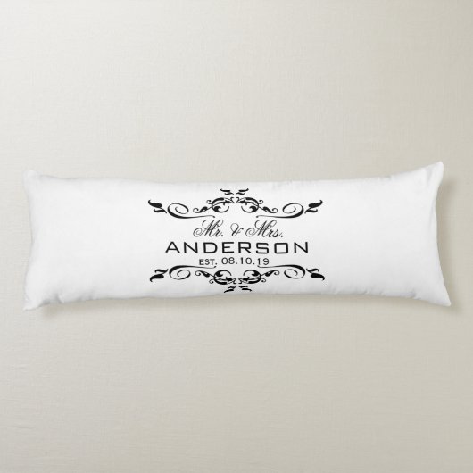 Herr & Mrs. Name Personalisiert Wedding Date Gesch Seitenschläferkissen (Rückseite)