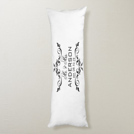 Herr & Mrs. Name Personalisiert Wedding Date Gesch Seitenschläferkissen (Rückseite (Vertikal))