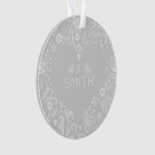 HERR&MRS. NAME Wedding DATE Keepake Doodle Heart Ornament (Vorderseite)