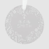 HERR&MRS. NAME Wedding DATE Keepake Doodle Heart Ornament (Vorderseite)