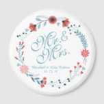 Herr & Mrs. Niedlich Floral Wreath Wedding Magnet<br><div class="desc">For further customization,  please click the Customize button and use our design tool to modify this template. If the options are available,  you may change text and image by simply clicking on "Edit/Remove Text or Image Here" and add your own. Designed by Freepik.</div>