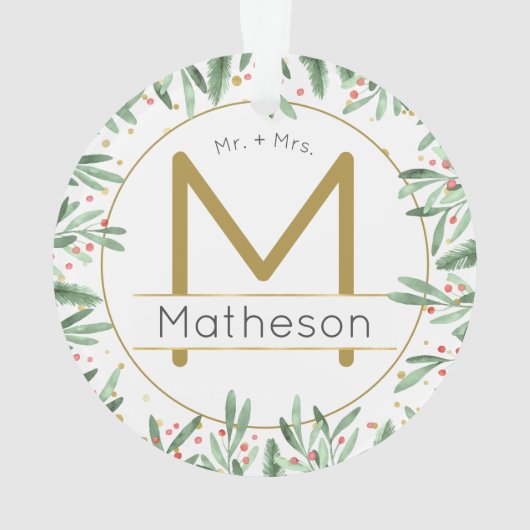 Herr + Mrs. Our First Christmas Monogram Ornament (Rückseite)