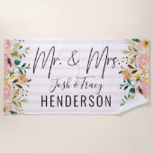 Herr & Mrs. Personalisiert Names and Last Name Flo Strandtuch (Vorderseite)